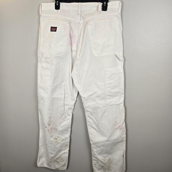 Thrashed White Painter Pant Jeans 36x32 Washed Red Dye Distressed Grunge Punk - Picture 5 of 8